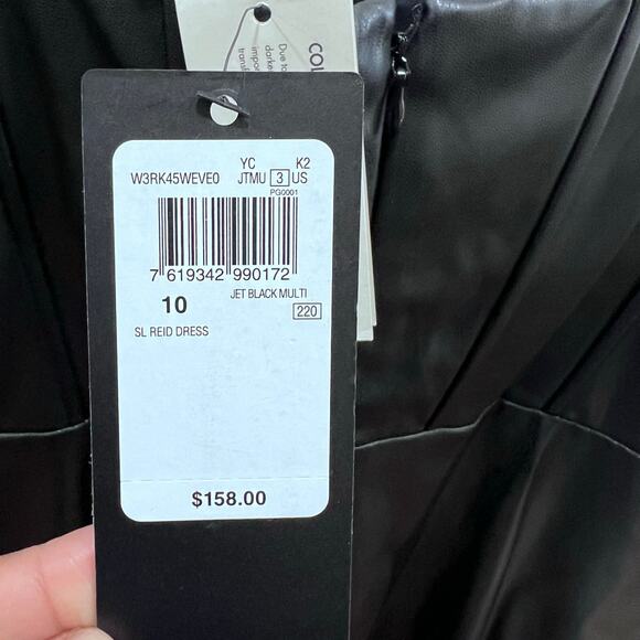 GUESS Reid Faux Leather Jet Black Bodycon Women's Mini Dress Size 10 New $158 - Picture 8 of 10